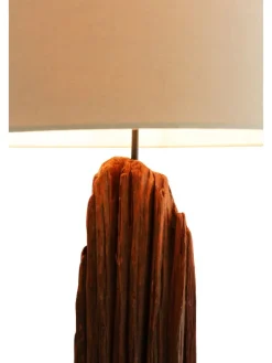 SalesFever Stehleuchten<Stehleuchte 175 cm handgefertigt aus Treibholz Natur mit Leinenschirm in Weiß