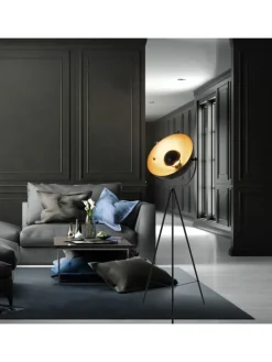 näve Stehleuchten<Stehleuchte "BERNICE" in schwarz-gold - (L)55 cm x (B)55 cm x (H)153 cm