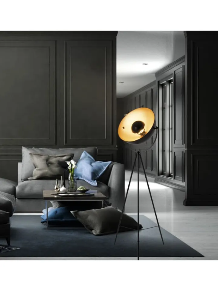 näve Stehleuchten<Stehleuchte "BERNICE" in schwarz-gold - (L)55 cm x (B)55 cm x (H)153 cm