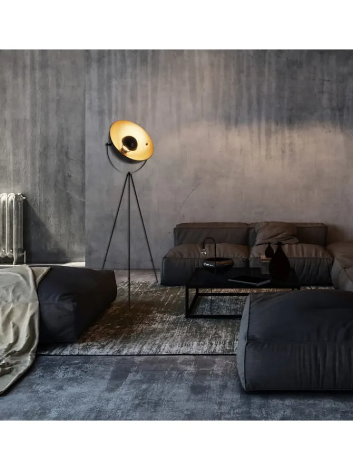 näve Stehleuchten<Stehleuchte "BERNICE" in schwarz-gold - (L)55 cm x (B)55 cm x (H)153 cm