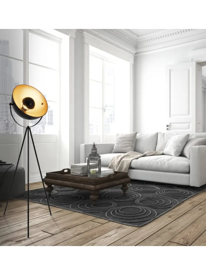 näve Stehleuchten<Stehleuchte "BERNICE" in schwarz-gold - (L)55 cm x (B)55 cm x (H)153 cm