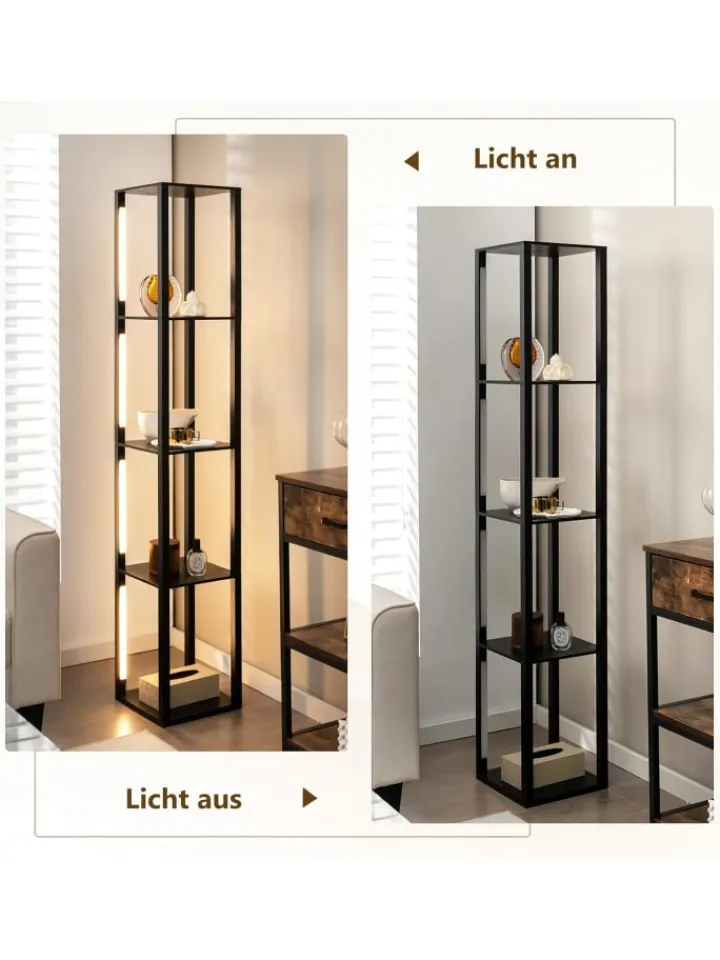 COSTWAY Stehleuchten<Stehleuchte Regal in Schwarz