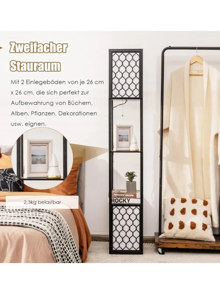COSTWAY Stehleuchten<Stehleuchte Regal in Schwarz