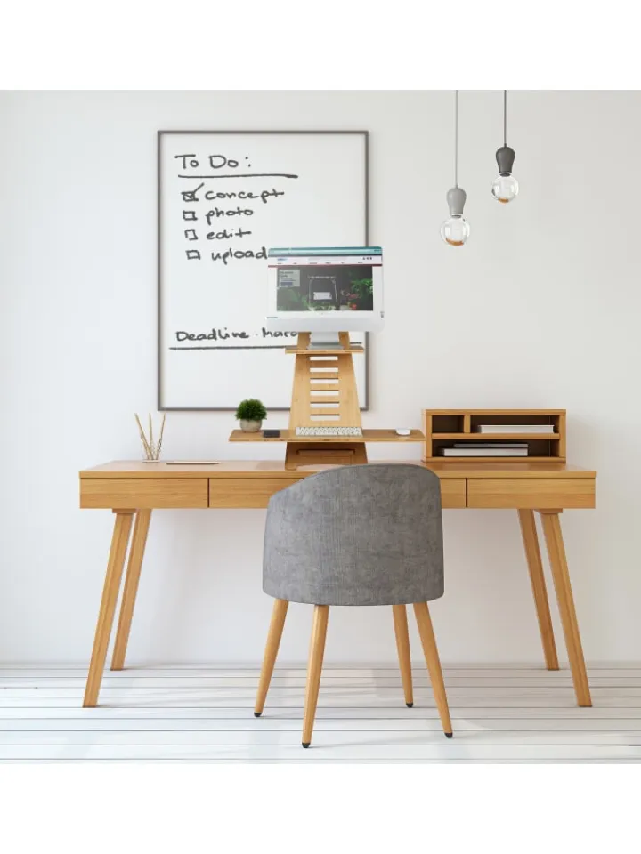 relaxdays Büro- & Schulbedarf<Stehpult Aufsatz in Natur - (B)80 x (H)77,5 x (T)57 cm