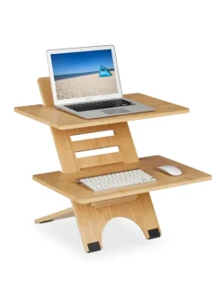 relaxdays Büro- & Schulbedarf<Stehschreibtisch Aufsatz in Natur - (B)60 x (H)61 x (T)61 cm