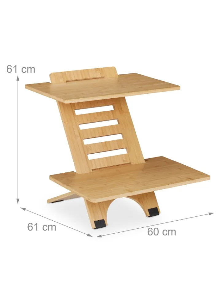relaxdays Büro- & Schulbedarf<Stehschreibtisch Aufsatz in Natur - (B)60 x (H)61 x (T)61 cm