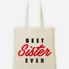 WOOOP Einkaufstaschen & -Trolleys<Stoffbeutel "Best Sister Ever" in Creme/ Rot - (B)36 x (H)43 cm