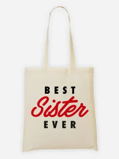 WOOOP Einkaufstaschen & -Trolleys<Stoffbeutel "Best Sister Ever" in Creme/ Rot - (B)36 x (H)43 cm