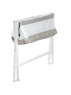 roba Babymöbel<Stubenbett klappbar mit Rollen & Matratze, Canvas, 90 x 40 cm - Weiß-Grau