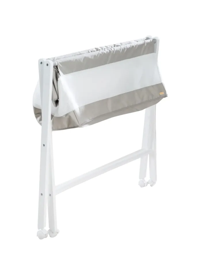 roba Babymöbel<Stubenbett klappbar mit Rollen & Matratze, Canvas, 90 x 40 cm - Weiß-Grau