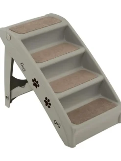 COSTWAY Hunde<4-stufig Haustiertreppe in Grau