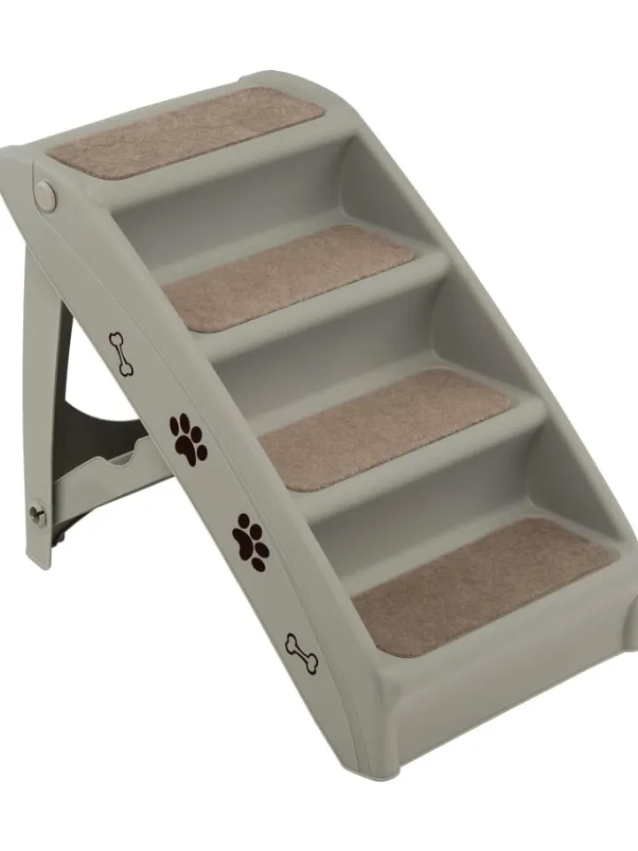 COSTWAY Hunde<4-stufig Haustiertreppe in Grau
