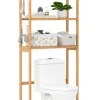 COSTWAY Badmöbel|Badezimmermöbel<3-stufiger Toilettenregal Bambus in Hellbraun