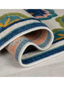 KADIMA DESIGN Outdoorteppiche<Superweicher Floral Outdoor-Teppich in Blau