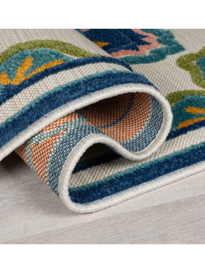 KADIMA DESIGN Outdoorteppiche<Superweicher Floral Outdoor-Teppich in Blau