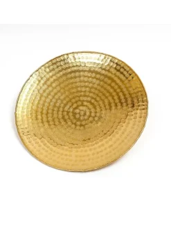 MARELIDA Dekoschalen<Tablett Dekotablett Serviertablett rund gehämmert D: 28cm in gold