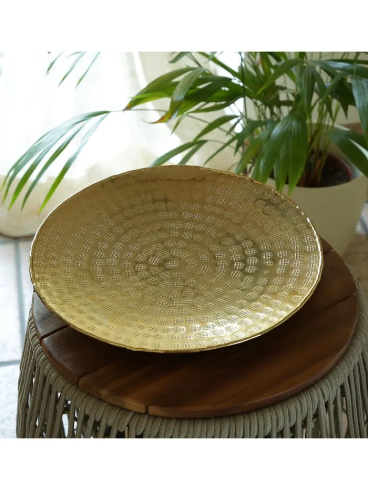 MARELIDA Dekoschalen<Tablett Dekotablett Serviertablett rund gehämmert D: 28cm in gold