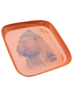 Kare Aufbewahren & Servieren<Tablett "Ego Walrus" in Orange - (L)21 x (B)21 cm