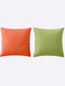 Heine Betten & Matratzen<Tagesdecke in terra+grün