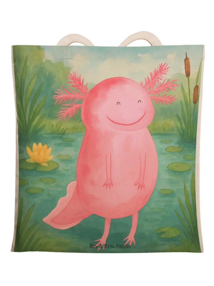 Mr. & Mrs. Panda Einkaufstaschen & -Trolleys<Tasche Axolotl Glücklich Design ohne Spruch in Weiß