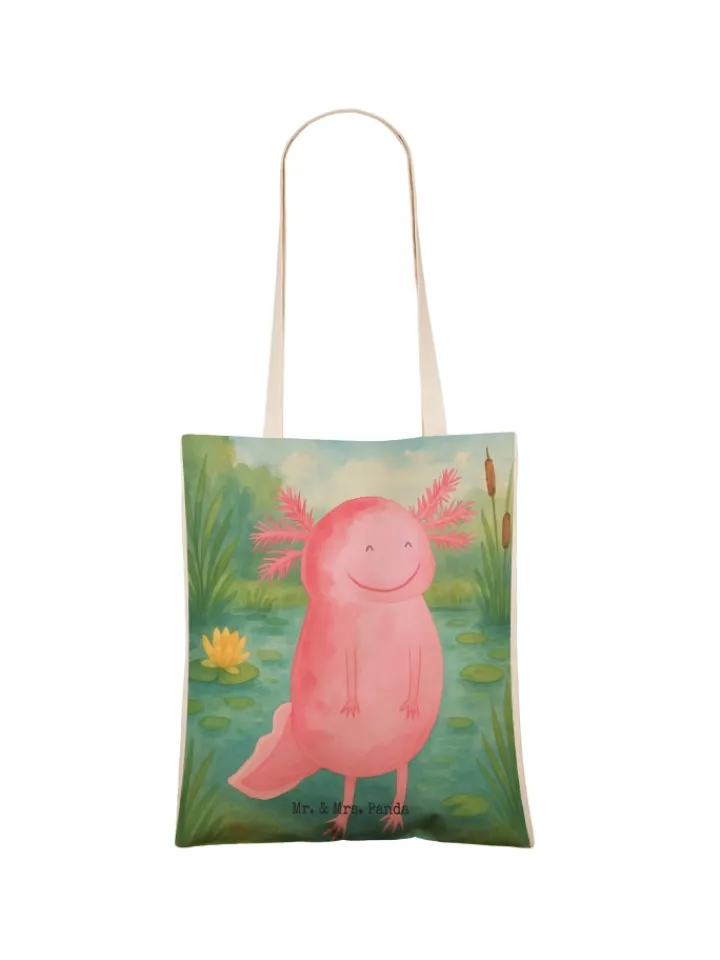 Mr. & Mrs. Panda Einkaufstaschen & -Trolleys<Tasche Axolotl Glücklich Design ohne Spruch in Weiß