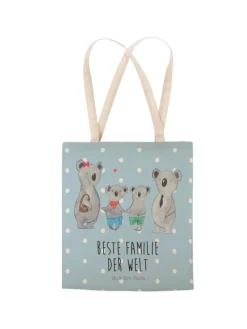 Mr. & Mrs. Panda Einkaufstaschen & -Trolleys<Tasche Koala Familie zwei mit Spruch in Blau Pastell