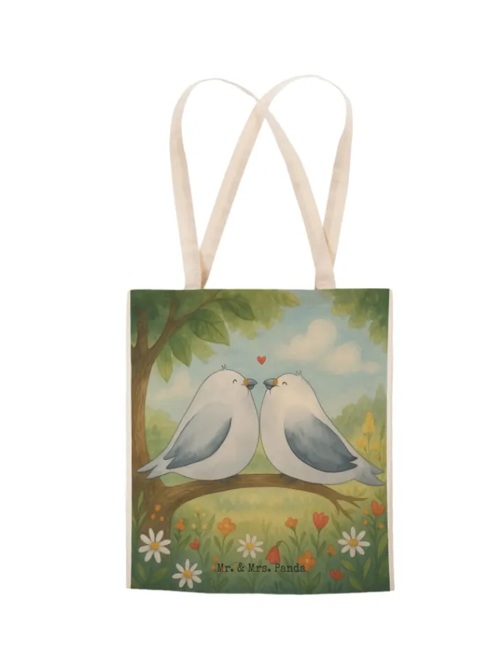 Mr. & Mrs. Panda Einkaufstaschen & -Trolleys<Tasche Turteltauben Liebe Design ohne Spruch in Weiß