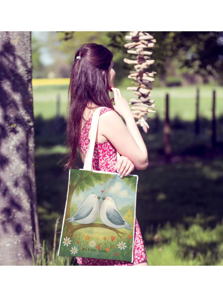 Mr. & Mrs. Panda Einkaufstaschen & -Trolleys<Tasche Turteltauben Liebe Design ohne Spruch in Weiß