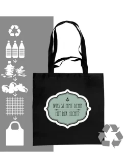 Geda Labels Einkaufstaschen & -Trolleys<Tasche Was stimmt denn mit dir nicht in Schwarz - 40x40