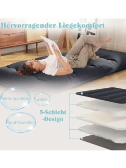 COSTWAY Betten & Matratzen<Tatami-Matte Bodenmatratze 90 x 200 cm in Schwarz