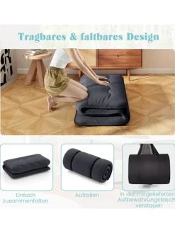 COSTWAY Betten & Matratzen<Tatami-Matte Bodenmatratze 90 x 200 cm in Schwarz