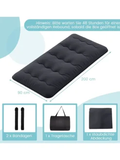 COSTWAY Betten & Matratzen<Tatami-Matte Bodenmatratze 90 x 200 cm in Schwarz