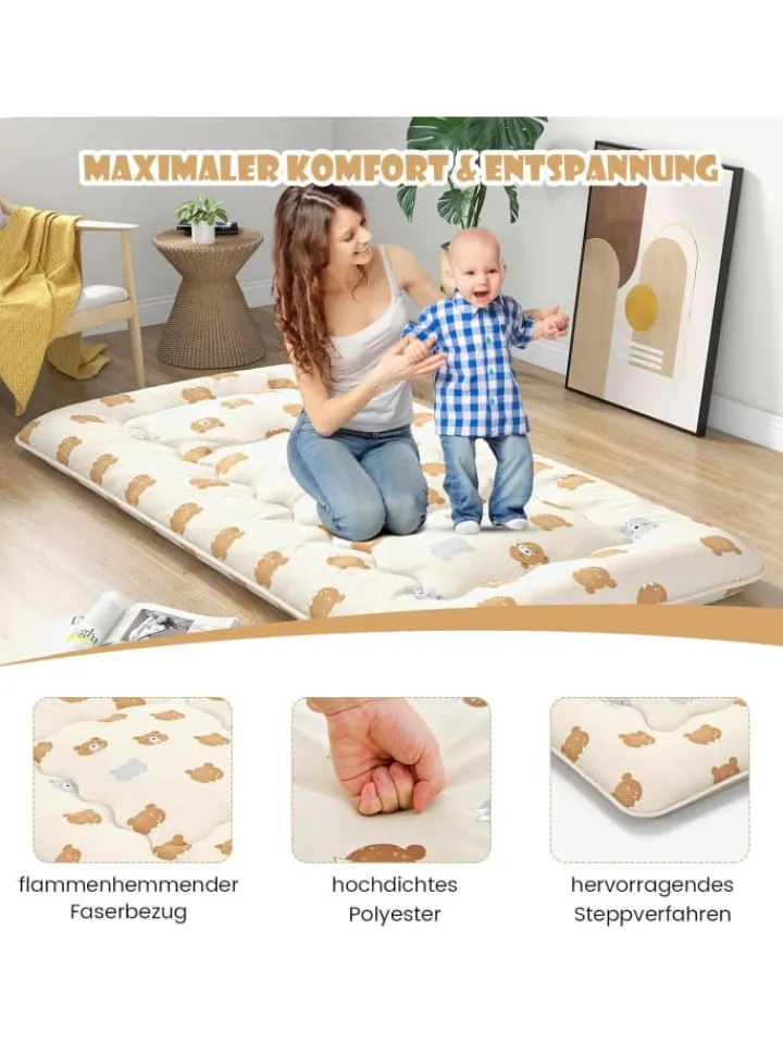 COSTWAY Betten & Matratzen<Tatami-Matte 90x200cm in Braun