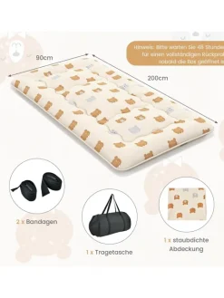 COSTWAY Betten & Matratzen<Tatami-Matte 90x200cm in Braun