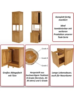 MCW Badmöbel<Teak-Hochschrank M71