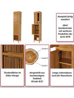MCW Badezimmermöbel<Teak-Hochschrank M70