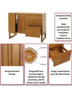 MCW Badmöbel<Teak-Waschbeckenunterschrank M72