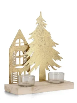 Bizzotto Kerzen, Vasen & Mehr<Teelichthalter "House" in Gold - (B)20 x (H)24 cm
