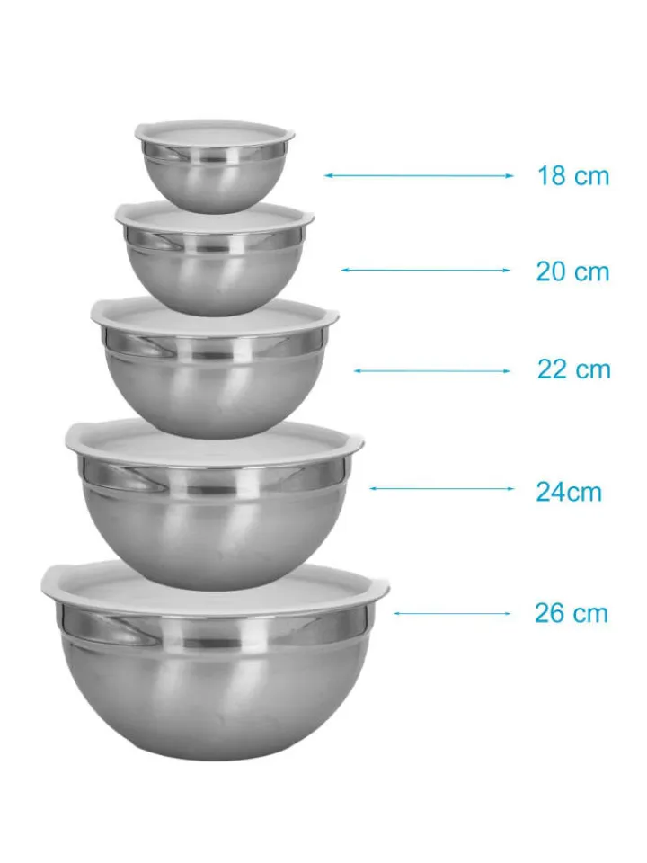 Intirilife Aufbewahren & Servieren<5-teiliges Salatschüssel Rührschüssel Set in Silber