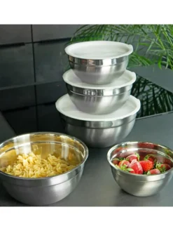 Intirilife Aufbewahren & Servieren<5-teiliges Salatschüssel Rührschüssel Set in Silber