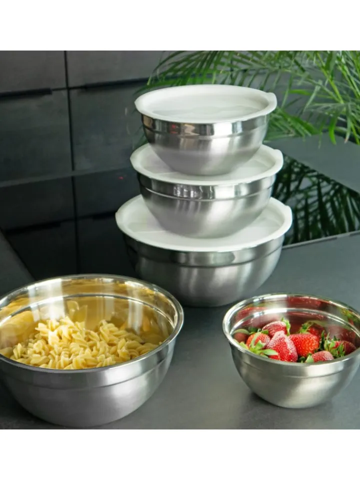 Intirilife Aufbewahren & Servieren<5-teiliges Salatschüssel Rührschüssel Set in Silber