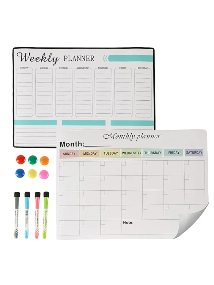 relaxdays Büro- & Schulbedarf<2-teiliges Whiteboard-Set in Weiß