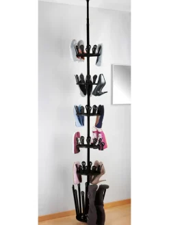 Wenko Garderoben|Regale & Schränke<Teleskop-Schuhregal "Achilles" in Schwarz - (H)300 cm