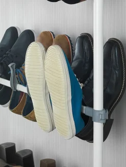 Wenko Garderoben<Teleskop-Schuhregal "Atlas" in Weiß/ Grau - (B)68,5 x (H)300 x (T)8,5 cm