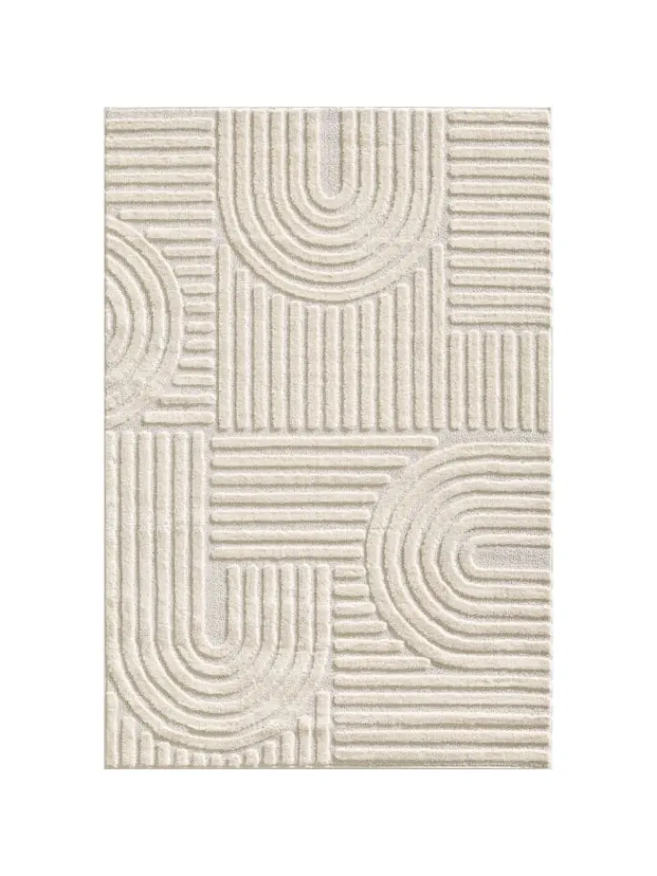 KADIMA DESIGN Teppiche & Fußmatten<Teppich Hochflor Skandi-Boho Muster Polypropylen Wohnzimmer in Creme