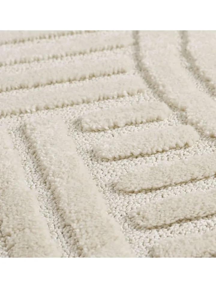 KADIMA DESIGN Teppiche & Fußmatten<Teppich Hochflor Skandi-Boho Muster Polypropylen Wohnzimmer in Creme