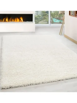 KADIMA DESIGN Teppiche & Fußmatten<Teppich Hochflor Unifarben Polypropylen Wohnzimmer Shaggy in Creme