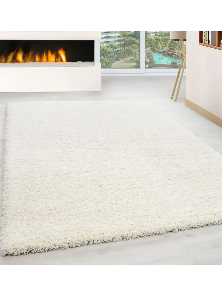 KADIMA DESIGN Teppiche & Fußmatten<Teppich Hochflor Unifarben Polypropylen Wohnzimmer Shaggy in Creme