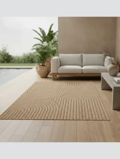 KADIMA DESIGN Outdoorteppiche<Teppich In-/Outdoor Jute-Optik Flachgewebe Grobe Linien Polypropylen