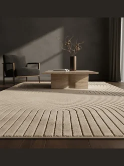 KADIMA DESIGN Outdoorteppiche<Teppich In-/Outdoor Kurzflor Skandi 3D-Design Polypropylen Balkon in Beige
